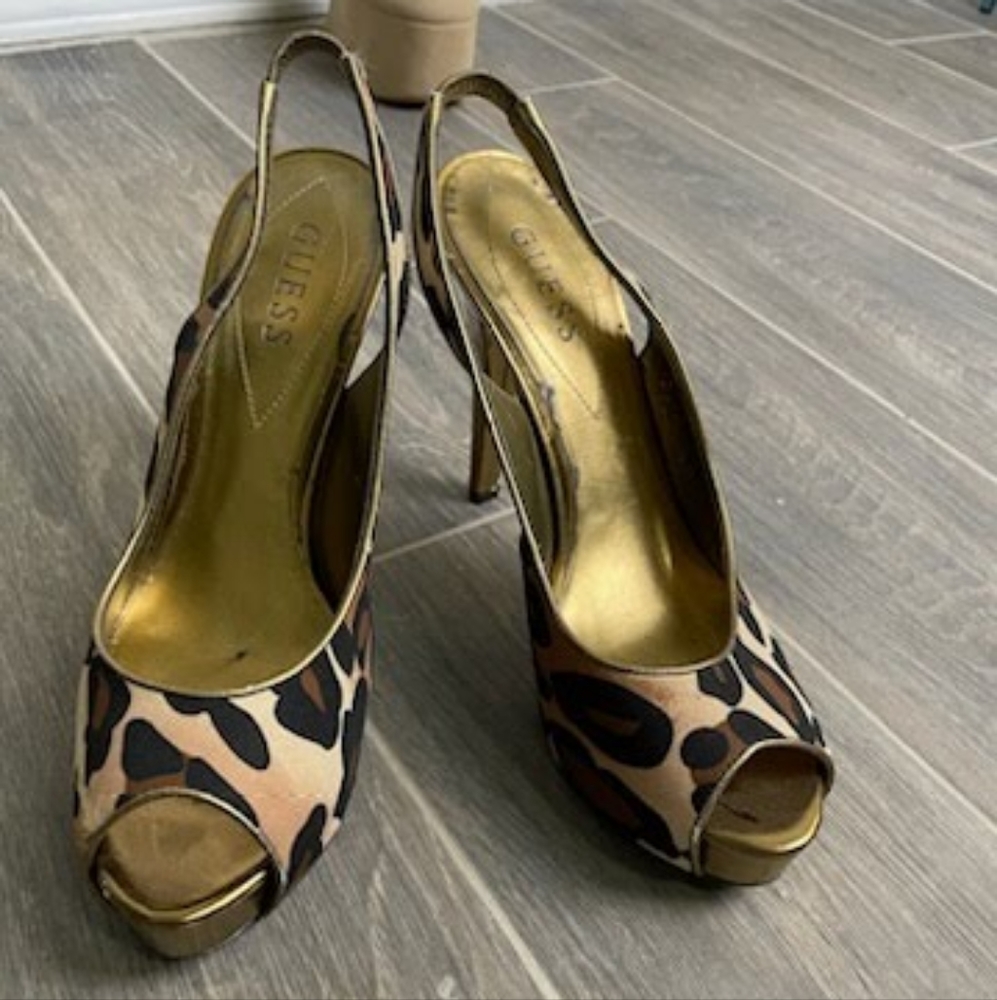 Guess Peep Toe Platform Slingback